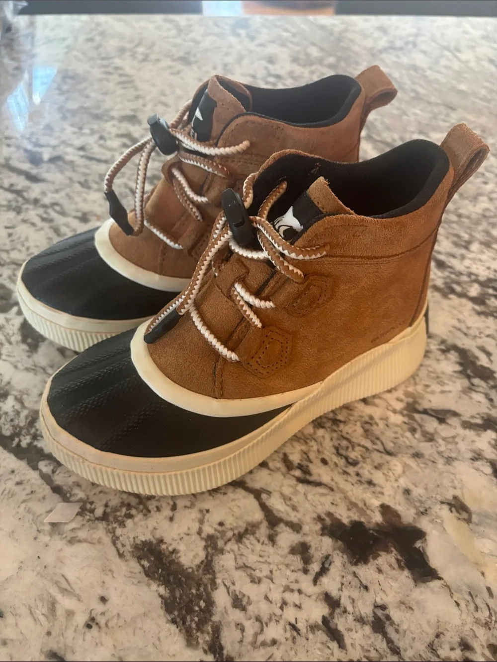 Sorel Boys Brown Suede & Black Rubber Toe Duck Boots